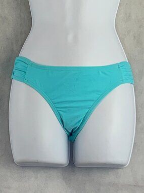 Bikini Nation Juniors Ruched Side Tab Hipster Bikini Bottom, Ocean Blue, Medium